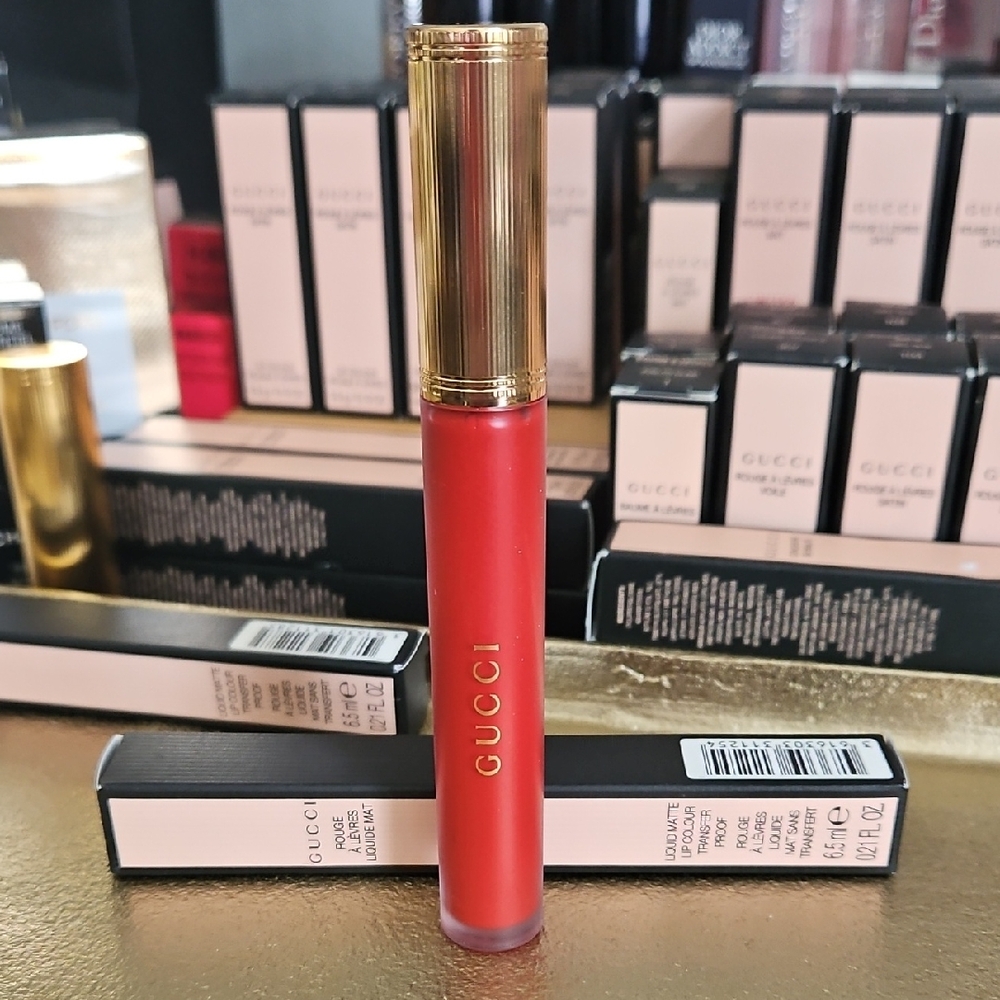 Gucci Vibrant Red Liquid Lipstick- Goldie Red
